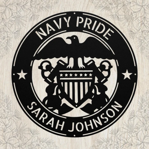 Personalized Us Navy Metal Sign Custom Military Wall Decor Personalized US Navy metal sign in 16 gauge steel for military wall decor, custom sailor plaque and patriotic home or office gift.