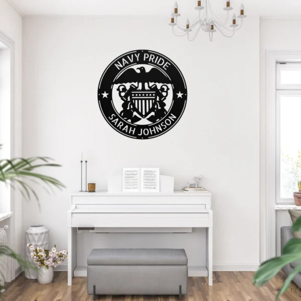 Personalized Us Navy Metal Sign Custom Military Wall Decor Personalized US Navy metal sign in 16 gauge steel for military wall decor, custom sailor plaque and patriotic home or office gift.