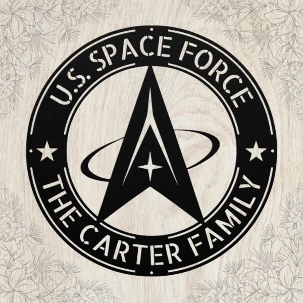 Personalized Us Space Force Metal Sign Custom Emblem Wall Decor Personalized US Space Force metal sign in 16 gauge steel for military wall decor, custom emblem plaque and patriotic home or office gift.
