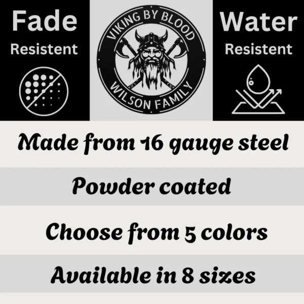 Personalized Viking Raider Metal Art Sign Norse Warrior Decor Personalized Viking raider metal sign in 16 gauge steel for Norse wall decor, custom warrior plaque with axe and shield for cabin and gift art.