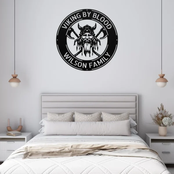 Personalized Viking Raider Metal Art Sign Norse Warrior Decor Personalized Viking raider metal sign in 16 gauge steel for Norse wall decor, custom warrior plaque with axe and shield for cabin and gift art.