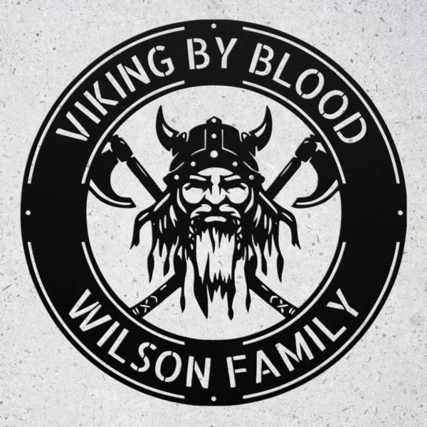 Personalized Viking Raider Metal Art Sign Norse Warrior Decor Personalized Viking raider metal sign in 16 gauge steel for Norse wall decor, custom warrior plaque with axe and shield for cabin and gift art.