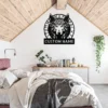 Personalized Viking wolf metal sign in 16 gauge steel for Norse wall decor, personalized Viking art plaque for wolf lovers, cabins, and man caves.