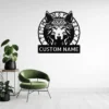 Personalized Viking wolf metal sign in 16 gauge steel for Norse wall decor, personalized Viking art plaque for wolf lovers, cabins, and man caves.