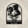 Personalized Wedding Metal Art Sign Custom Marriage Wall Decor Personalized wedding metal art sign in 16 gauge steel for marriage wall decor, custom couple plaque for wedding, bridal and engagement gift art.