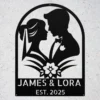 Personalized Wedding Metal Art Sign Custom Marriage Wall Decor Personalized wedding metal art sign in 16 gauge steel for marriage wall decor, custom couple plaque for wedding, bridal and engagement gift art.