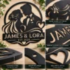 Personalized Wedding Metal Art Sign Custom Marriage Wall Decor Personalized wedding metal art sign in 16 gauge steel for marriage wall decor, custom couple plaque for wedding, bridal and engagement gift art.