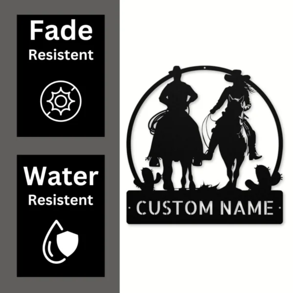 Personalized Western Couple Metal Sign Custom Ranch Wall Art Personalized western couple metal sign in 16 gauge steel for ranch wall decor, custom farmhouse plaque and rustic wedding or anniversary gift.