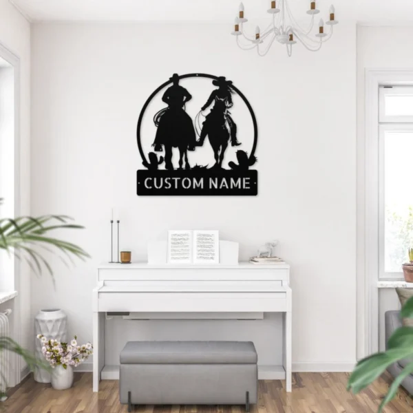 Personalized Western Couple Metal Sign Custom Ranch Wall Art Personalized western couple metal sign in 16 gauge steel for ranch wall decor, custom farmhouse plaque and rustic wedding or anniversary gift.