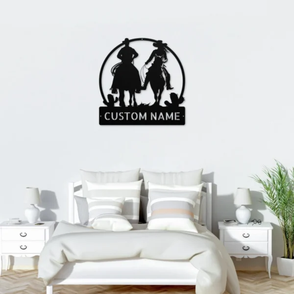 Personalized Western Couple Metal Sign Custom Ranch Wall Art Personalized western couple metal sign in 16 gauge steel for ranch wall decor, custom farmhouse plaque and rustic wedding or anniversary gift.