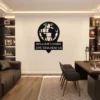 Personalized World Map Metal Art Sign Home Address Wall Decor Personalized world map metal sign in 16 gauge steel for home address wall decor, custom house number plaque for entryway, modern gift art.