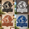 Personalized World Map Metal Art Sign Home Address Wall Decor Personalized World Map Metal Art Sign in 16 gauge steel for home address wall decor, custom house number plaque for entryway, modern gift art.