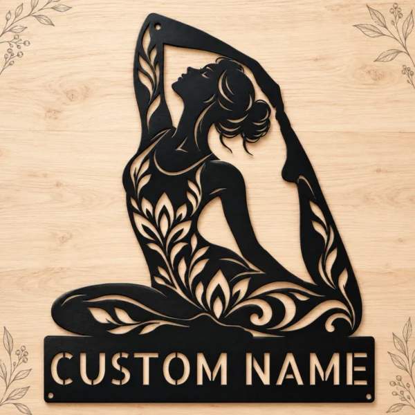 Personalized Yoga Metal Sign Serenity Wall Decor Personalized yoga metal sign made from 16 gauge steel. Custom serenity wall decor for yoga studios, meditation rooms, and thoughtful instructor gifts.