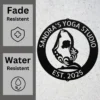 Personalized Yoga Metal Sign Serenity Wall Decor Personalized yoga metal sign made from 16 gauge steel. Custom serenity wall decor for yoga studios, meditation rooms, and thoughtful instructor gifts.