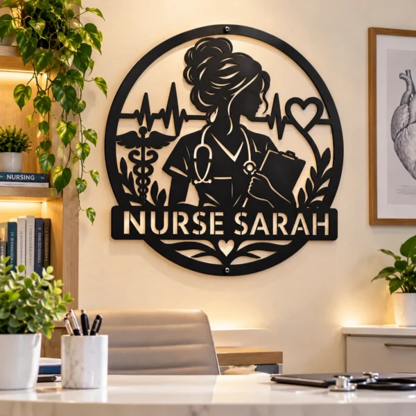 Custom Nurse Metal Sign Personalized Name Rn Lpn Medical Wall Art Gift Custom nurse metal sign in 16 gauge steel with personalized name, RN or LPN medical wall art for nurse home decor, office and gift ideas.