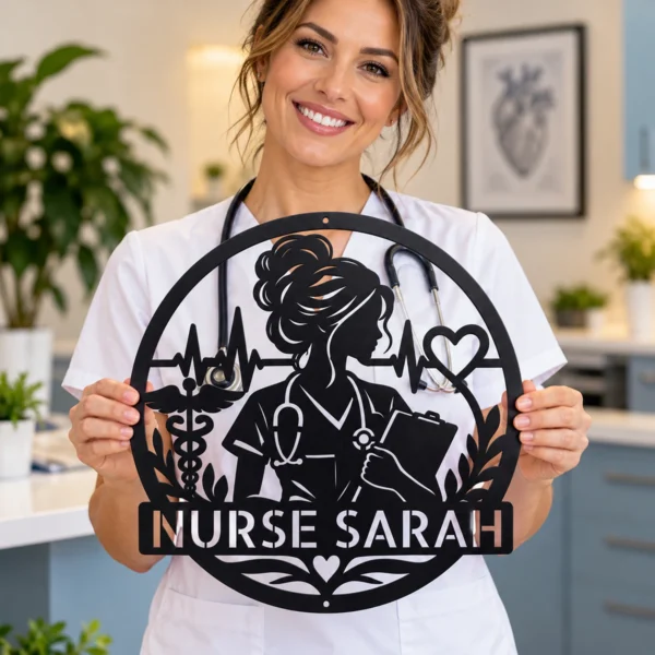 Custom Nurse Metal Sign Personalized Name Rn Lpn Medical Wall Art Gift Custom nurse metal sign in 16 gauge steel with personalized name, RN or LPN medical wall art for nurse home decor, office and gift ideas.