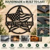 Custom Usa Flag Star Metal Sign Personalized Name Patriotic Wall Art Decor Gift Custom USA flag star metal sign in 16 gauge steel with personalized name for patriotic wall decor, home, garage, workshop, office and gift art.