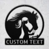 Personalized Woman Horse Metal Sign Custom Name Equestrian Decor Farmhouse Gift Personalized woman horse metal sign in 16 gauge steel with custom name for equestrian wall decor, barn, stable, farmhouse, and horse lover gift art.