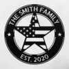 Custom Usa Flag Star Metal Sign Personalized Name Patriotic Wall Art Decor Gift Custom USA flag star metal sign in 16 gauge steel with personalized name for patriotic wall decor, home, garage, workshop, office and gift art.