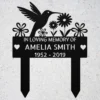 Personalized Hummingbird Garden Stake Custom Name Memorial Garden Decor Personalized hummingbird garden stake in 16 gauge steel with custom name for memorial garden decor, flower beds, yard, patio, and bird lover gift.