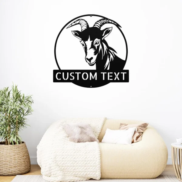 Custom Goat Metal Sign Personalized Name Farmhouse Wall Art Animal Decor Gift Custom goat metal sign in 16 gauge steel with personalized name for farmhouse wall decor, barn, ranch, garden, and goat lover gift art.