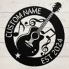 Personalized Guitar Metal Sign Custom Name Music Room Musician Wall Decor Gift Custom American eagle metal sign in 16 gauge steel with personalized name for patriotic wall decor, home, garage, workshop, office and gift art.