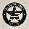 Custom Usa Flag Star Metal Sign Personalized Name Patriotic Wall Art Decor Gift Custom USA flag star metal sign in 16 gauge steel with personalized name for patriotic wall decor, home, garage, workshop, office and gift art.