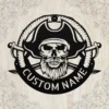 Personalized Pirate Metal Sign Custom Name Nautical Coastal Wall Art Decor Gift Personalized pirate metal sign in 16 gauge steel with custom name for nautical wall decor, beach house, home bar, coastal cabin and gift art.
