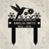 Personalized Hummingbird Garden Stake Custom Name Memorial Garden Decor Personalized hummingbird garden stake in 16 gauge steel with custom name for memorial garden decor, flower beds, yard, patio, and bird lover gift.