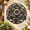 Personalized Floral Bouquet Metal Sign Custom Name Garden Office Decor Gift Personalized floral bouquet metal sign in 16 gauge steel with custom name for garden, office and home wall decor, floral art and gift idea.