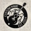 Personalized Guitar Metal Sign Custom Name Music Room Musician Wall Decor Gift Custom American eagle metal sign in 16 gauge steel with personalized name for patriotic wall decor, home, garage, workshop, office and gift art.
