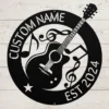 Personalized Guitar Metal Sign Custom Name Music Room Musician Wall Decor Gift Custom American eagle metal sign in 16 gauge steel with personalized name for patriotic wall decor, home, garage, workshop, office and gift art.