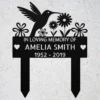 Personalized Hummingbird Garden Stake Custom Name Memorial Garden Decor Personalized hummingbird garden stake in 16 gauge steel with custom name for memorial garden decor, flower beds, yard, patio, and bird lover gift.