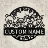 Personalized woodland creatures sign in 16 gauge steel with custom name for forest nursery wall decor, kids room, playroom, cabin and gift art.