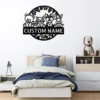 Personalized woodland creatures sign in 16 gauge steel with custom name for forest nursery wall decor, kids room, playroom, cabin and gift art.