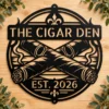 Custom Cigar Metal Sign Personalized Name Cigar Lounge Smoking Wall Art Gift Custom cigar metal sign in 16 gauge steel with personalized name for cigar lounge wall decor, home bar, smoking room, man cave and cigar lover gift.