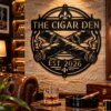 Custom Cigar Metal Sign Personalized Name Cigar Lounge Smoking Wall Art Gift Custom cigar metal sign in 16 gauge steel with personalized name for cigar lounge wall decor, home bar, smoking room, man cave and cigar lover gift.