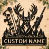 Custom Deer Hunting Metal Sign Personalized Name Buck Hunter Cabin Wall Art Gift Custom deer hunting metal sign in 16 gauge steel with personalized name for buck hunter cabin wall decor, lodge, garage, man cave and hunting gift.