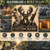 Custom Deer Hunting Metal Sign Personalized Name Buck Hunter Cabin Wall Art Gift Custom deer hunting metal sign in 16 gauge steel with personalized name for buck hunter cabin wall decor, lodge, garage, man cave and hunting gift.