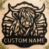 Custom Highland Cow Metal Sign Personalized Name Farmhouse Wall Art Decor Gift Custom Highland cow metal sign in 16 gauge steel with personalized name for farmhouse wall decor, barn, ranch, country home, cattle lover and gift art.