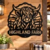 Custom Highland Cow Metal Sign Personalized Name Farmhouse Wall Art Decor Gift Custom Highland cow metal sign in 16 gauge steel with personalized name for farmhouse wall decor, barn, ranch, country home, cattle lover and gift art.