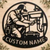 Custom Plumber Metal Sign Personalized Name Plumbing Professional Office Art Gift Custom plumber metal sign in 16 gauge steel with personalized name for plumbing office wall decor, workshop, garage, business and professional gift.