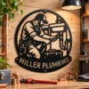 Custom Plumber Metal Sign Personalized Name Plumbing Professional Office Art Gift Custom plumber metal sign in 16 gauge steel with personalized name for plumbing office wall decor, workshop, garage, business and professional gift.