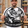 Custom Plumber Metal Sign Personalized Name Plumbing Professional Office Art Gift Custom plumber metal sign in 16 gauge steel with personalized name for plumbing office wall decor, workshop, garage, business and professional gift.