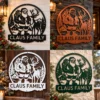 Custom Santa Reindeer Metal Sign Personalized Family Name Christmas Wall Decor Custom Santa reindeer metal sign in 16 gauge steel with personalized family name for Christmas wall decor, front porch, fireplace, garden and holiday gift.