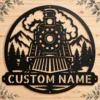 Custom Steam Train Metal Sign Personalized Railroad Locomotive Wall Decor Custom steam train metal sign personalized with name or railroad text, vintage steam locomotive wall decor for train rooms, garages and railway enthusiasts.