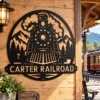 Custom Steam Train Metal Sign Personalized Railroad Locomotive Wall Decor Custom steam train metal sign personalized with name or railroad text, vintage steam locomotive wall decor for train rooms, garages and railway enthusiasts.
