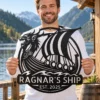 Custom Viking Ship Metal Sign Personalized Norse Totem Wall Art Decor Gift Custom Viking ship metal sign in 16 gauge steel with personalized name for Norse wall decor, Viking fan, man cave, cabin, office and gift art.
