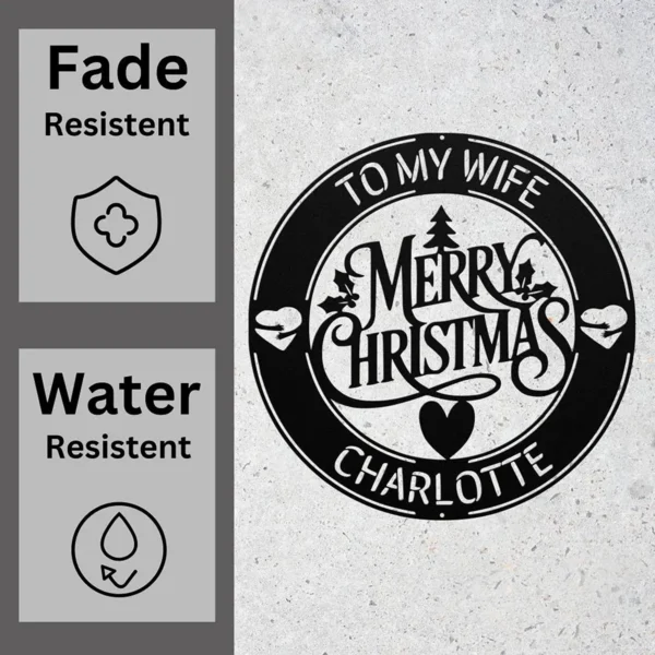 Custom Merry Christmas Metal Sign Personalized Family Name Holiday Wall Decor Custom Merry Christmas metal sign in 16 gauge steel with personalized family name for Christmas wall decor, porch, entryway, fireplace and holiday gift.