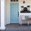 Custom Palm Tree Address Sign Personalized House Number Metal Beach Decor Gift Custom palm tree address sign in 16 gauge steel with personalized house number for tropical home decor, front yard, porch, gate, patio and gift.